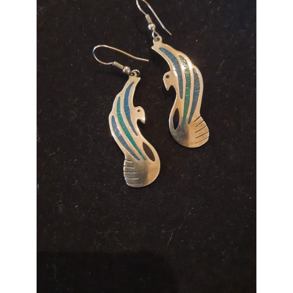 Soaring Birds ALIA Stone Inlay Earrings Mexico - Picture 4 of 6